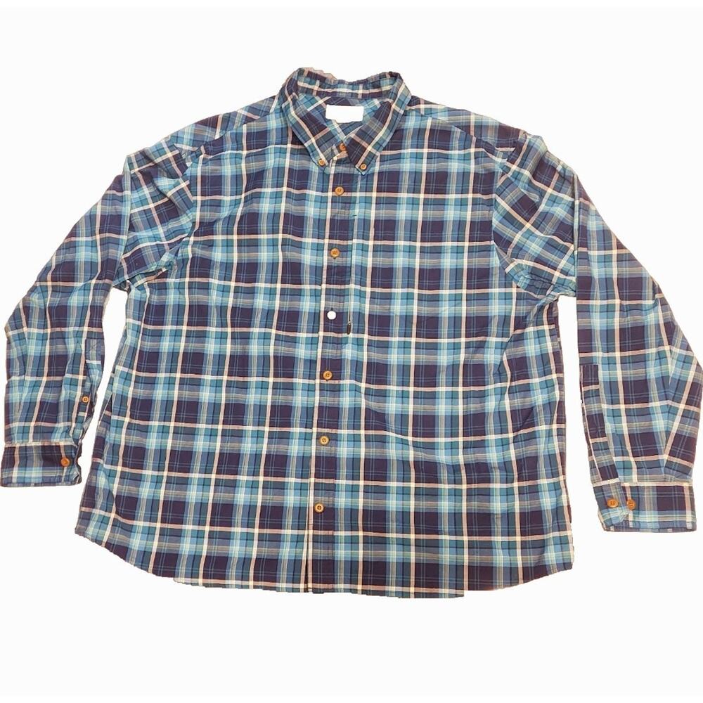 Duluth Trading Shirt Men’s XL Tall Green Relaxed Fit Plaid Button-down